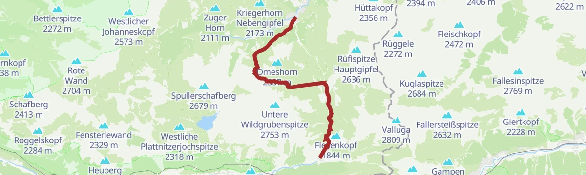 Route map: Arlberg Trail Stuben – Lech